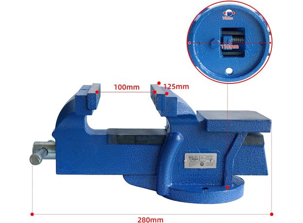 Škripac s rotirajućom bazom 125 mm, 8 kg – stolni škripac za radni stol