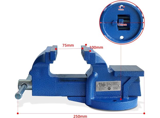 CCLIFE fiksni škripac 100/125/150 mm za radni stol, stolni škripac, paralelni škripac, model: 100 mm