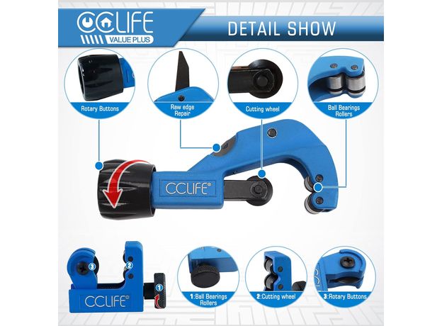 CCLIFE rezač cijevi – set od 2 kom | Rezač bakrenih cijevi 3–22 mm i 3–32 mm | Za bakrene i aluminijske cijevi