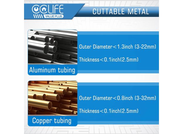 CCLIFE rezač cijevi – set od 2 kom | Rezač bakrenih cijevi 3–22 mm i 3–32 mm | Za bakrene i aluminijske cijevi